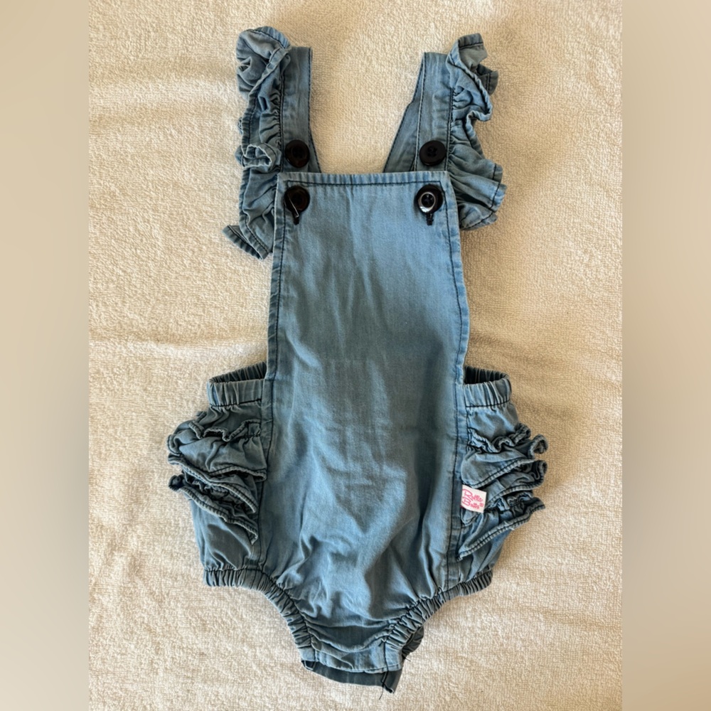 Ruffle Butts Denim Blue Ruffle Bodysuit